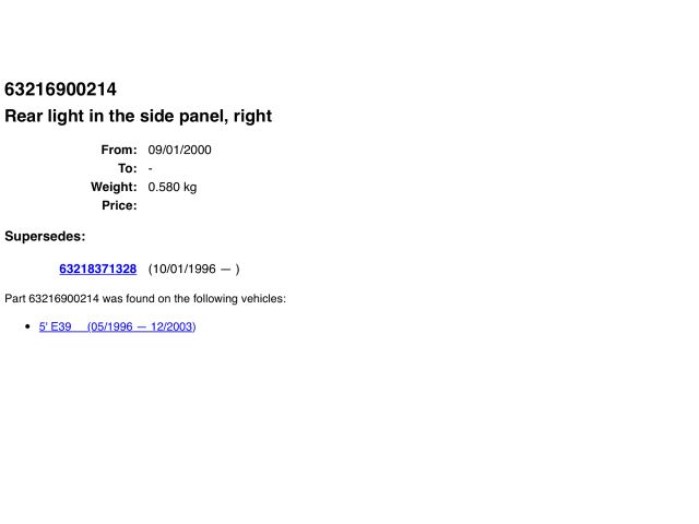 bontott BMW 5 E39 Jobb Hátsó Lámpa