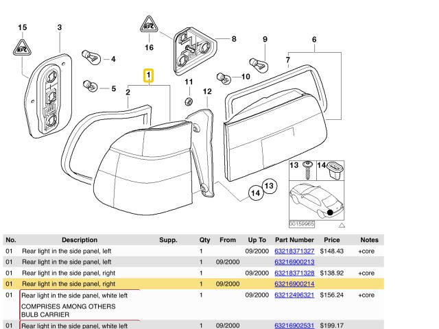 bontott BMW 5 E39 Jobb Hátsó Lámpa