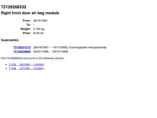 bontott BMW 5 E39 Jobb Oldallégzsák