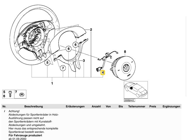 bontott BMW 5 E39 Légzsák Átvezető Szalagkábel