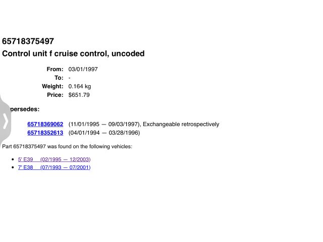 bontott BMW 5 E39 Tempomat Elektronika