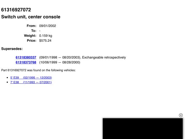 bontott BMW 5 E39 Ülésfűtés Kapcsoló Pár