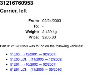 bontott BMW 5 E60 Bal első Csonkállvány