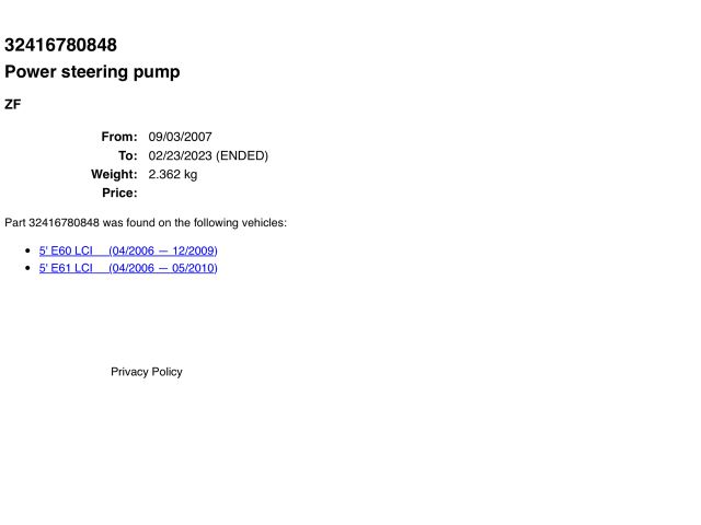 bontott BMW 5 E60 Kormányszervó Motor (Hidraulikus)