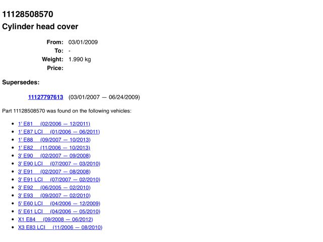 bontott BMW 5 E60 Szelepfedél