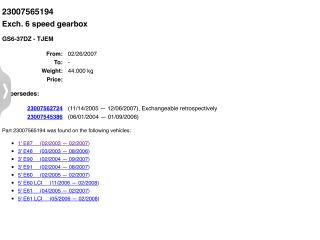bontott BMW 5 E60 Váltó (Mechanikus)