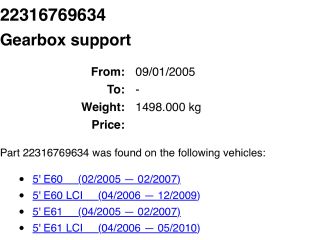 bontott BMW 5 E60 Váltó Tartó Bak (Pozíciófüggetlen)