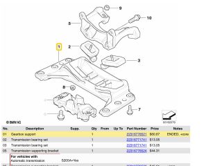 bontott BMW 5 E60 Váltó Tartó Bak (Pozíciófüggetlen)