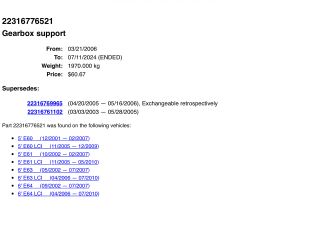 bontott BMW 5 E60 Váltó Tartó Bak (Pozíciófüggetlen)