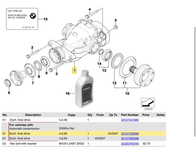 bontott BMW 5 E60 Hátsó Differenciálmű