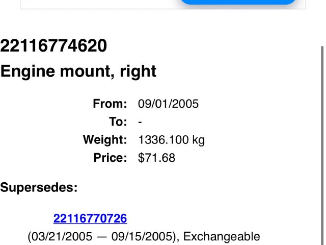 bontott BMW 5 E60 Motor Tartó Bak Jobb