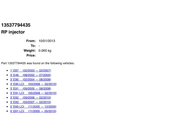 bontott BMW 5 E60 Porlasztó (1 db)