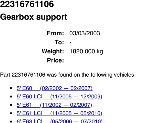 bontott BMW 5 E60 Váltó Tartó Bak (Pozíciófüggetlen)