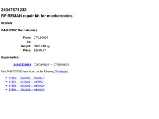 bontott BMW 5 E60 Automata Váltó Elektronika