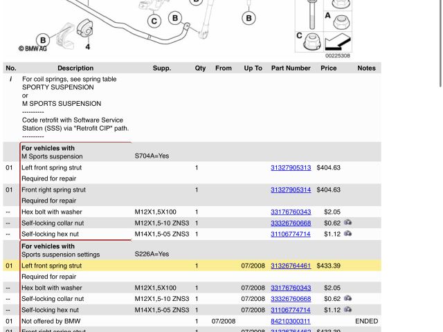 bontott BMW 5 E60 Bal első Lengéscsillapító