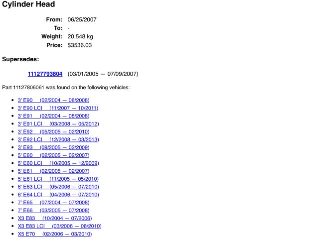 bontott BMW 5 E60 Hengerfej