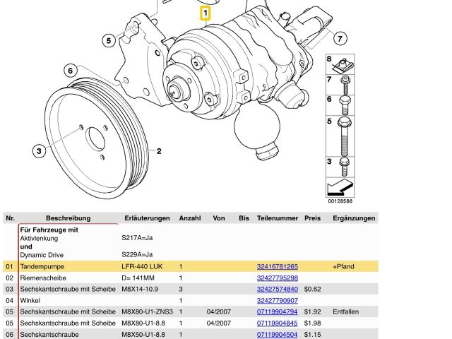 bontott BMW 5 E60 Kormányszervó Motor (Hidraulikus)