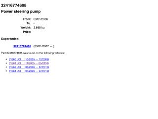 bontott BMW 5 E60 Kormányszervó Motor (Hidraulikus)