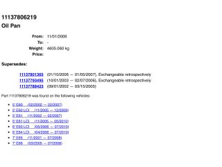 bontott BMW 5 E60 Olajteknő