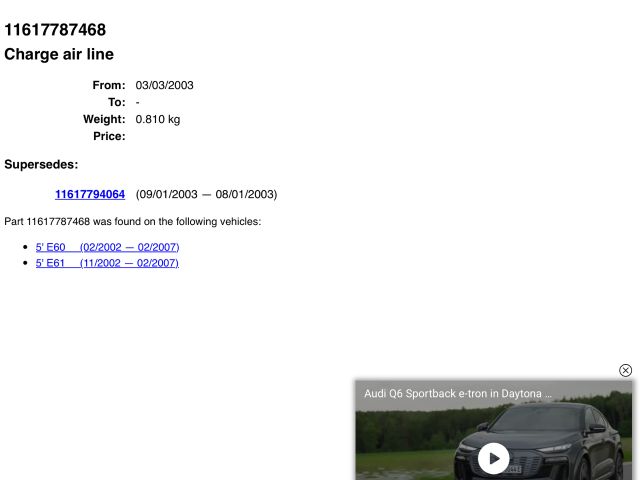 bontott BMW 5 E60 Turbócső