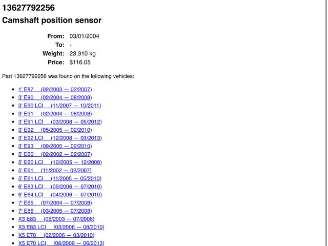 bontott BMW 5 E60 Vezérműtengely Fordulatszám Jeladó