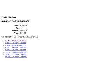 bontott BMW 5 E60 Vezérműtengely Fordulatszám Jeladó