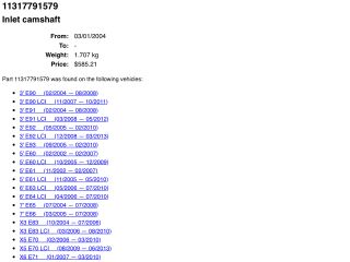 bontott BMW 5 E60 Vezérműtengely (Magában)