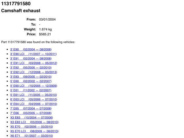 bontott BMW 5 E60 Vezérműtengely (Magában)