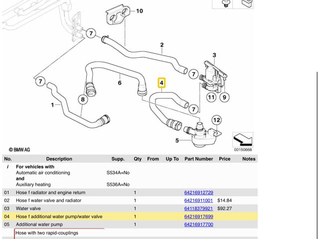 bontott BMW 5 E60 Vízcső