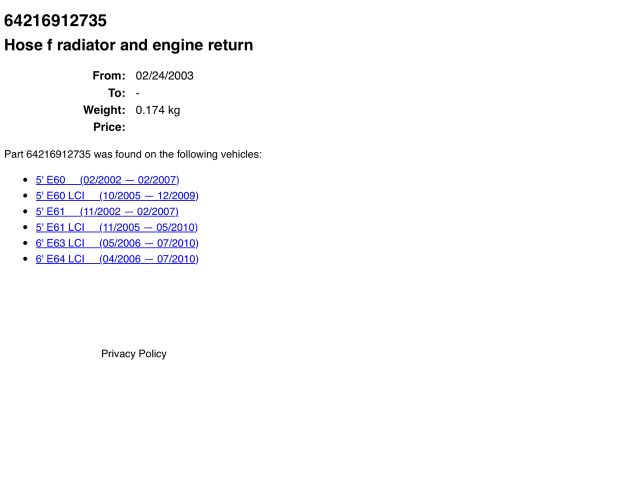 bontott BMW 5 E60 Vízcső