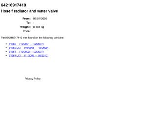 bontott BMW 5 E60 Vízcső