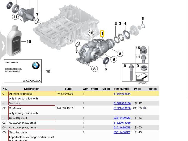 bontott BMW 5 E60 Első Differenciálmű