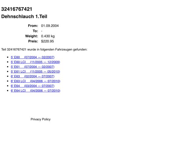 bontott BMW 5 E60 Szervócső