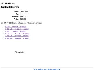 bontott BMW 5 E60 Vízhűtő Radiátor (Klímás)