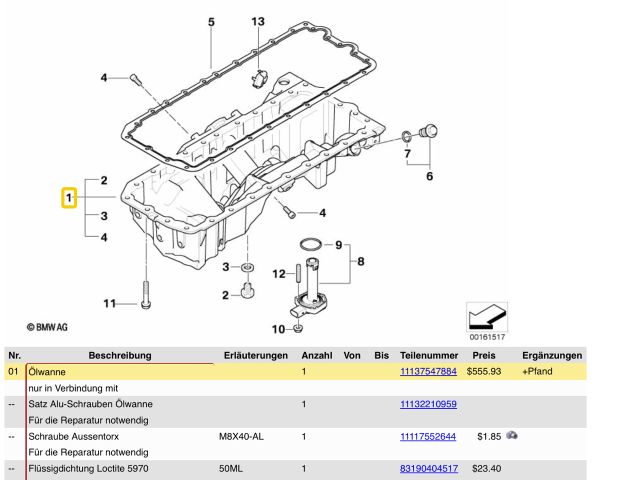 bontott BMW 5 E60 Olajteknő