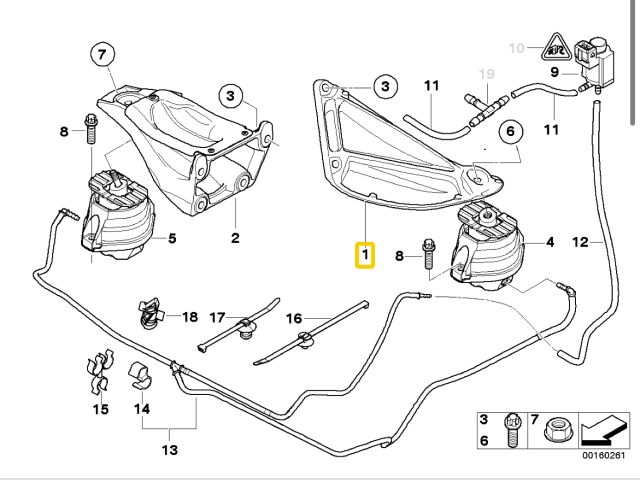 bontott BMW 5 E60 Motor Tartó Bak (Fém)