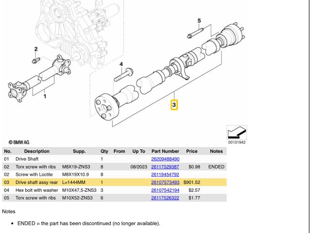 bontott BMW 5 E60 Kardántengely