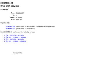 bontott BMW 5 E60 Kardántengely