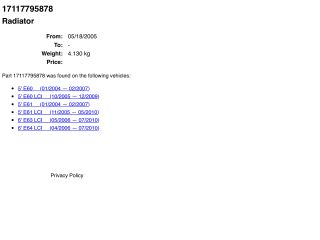 bontott BMW 5 E60 Hűtő Ventilátor(ok), Radiátor(ok) Szett