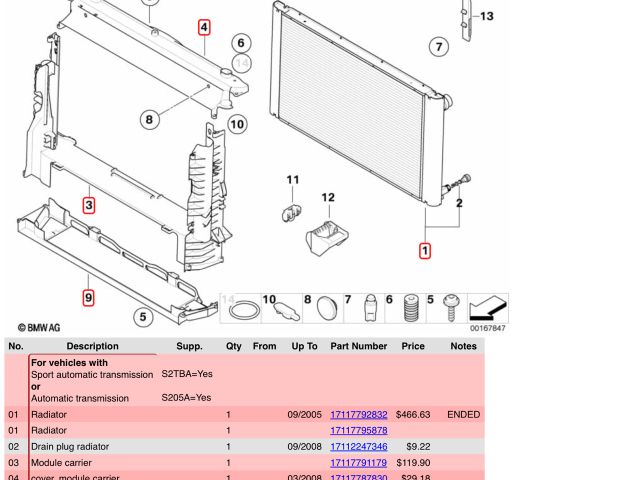 bontott BMW 5 E60 Hűtő Ventilátor(ok), Radiátor(ok) Szett