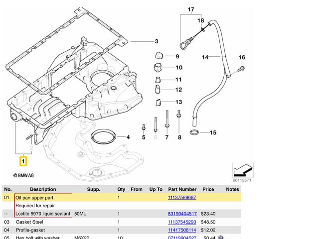 bontott BMW 5 E60 Olajteknő