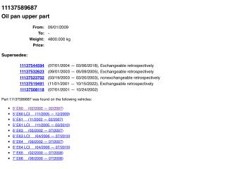 bontott BMW 5 E60 Olajteknő