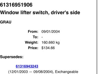 bontott BMW 5 E60 Ablakemelő Kapcsoló Négyes / Kettes