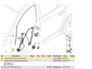 bontott BMW 5 E60 Bal első Ablakemelő Szerkezet (Elektromos)