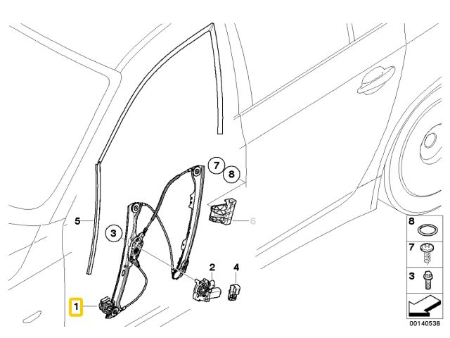 bontott BMW 5 E60 Bal első Ablakemelő Szerkezet (Elektromos)
