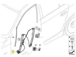 bontott BMW 5 E60 Bal első Ablakemelő Szerkezet (Elektromos)