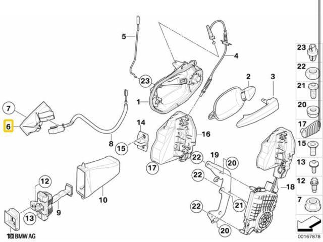 bontott BMW 5 E60 Bal első Belső Kilincs