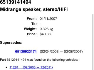 bontott BMW 5 E60 Bal első Hangszóró