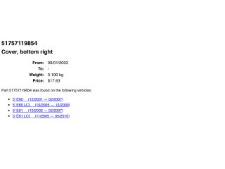 bontott BMW 5 E60 Bal első Lökhárító Sarok