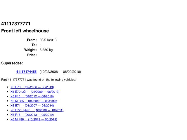 bontott BMW 5 E60 Bal első Negyed Karosszéria Csomag